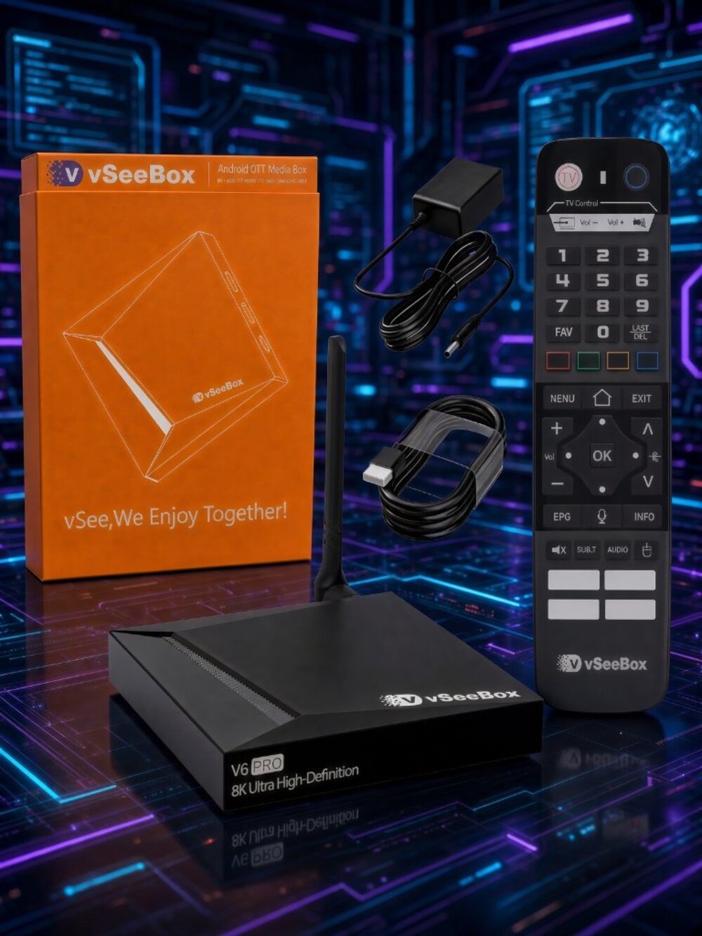 vSeeBox V6 Pro Android 14 4GB 32GB Sealed Streaming Device